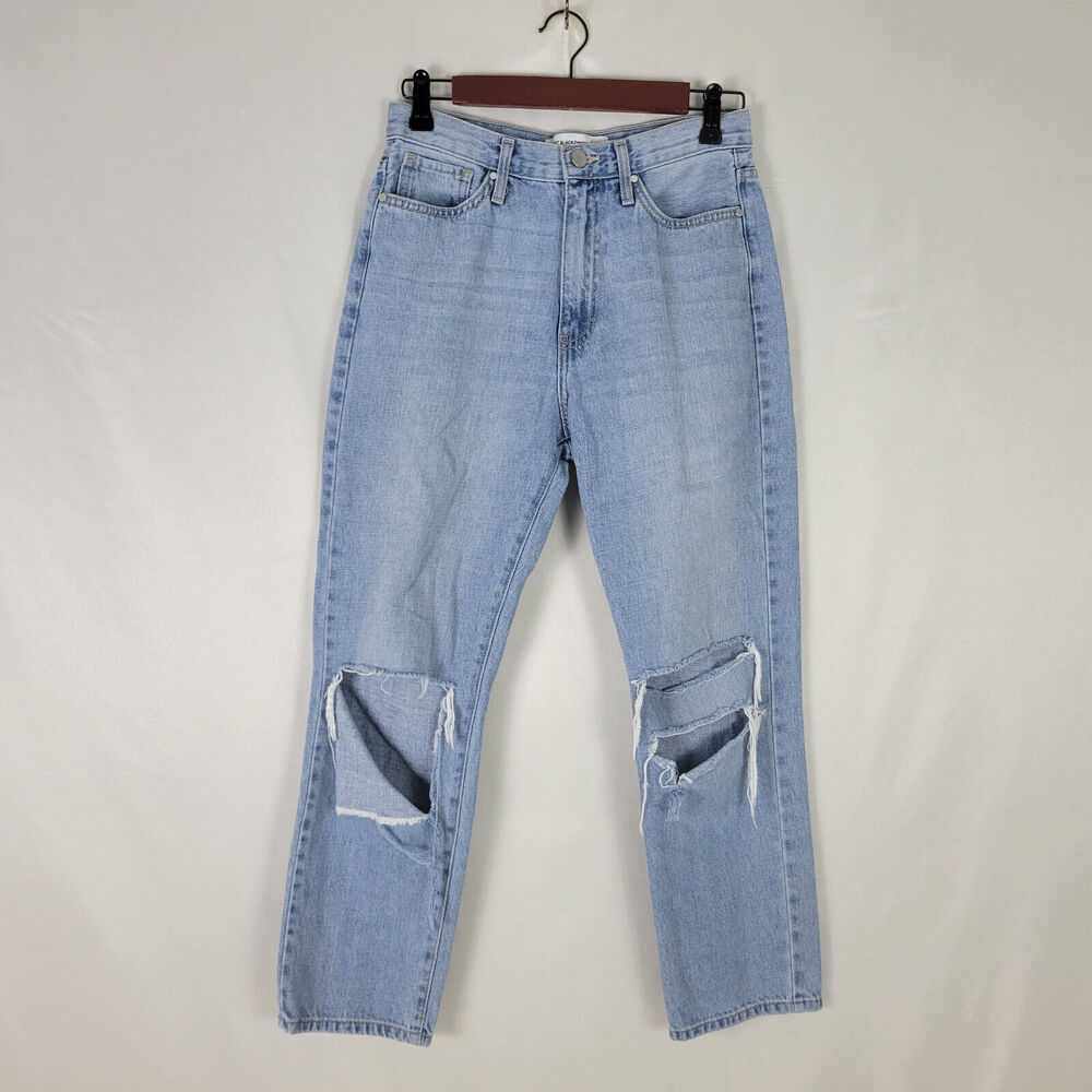 Just Black Denim Jeans Womens 26 Blue High Rise Straight‎ Destroyed Actual 27x25